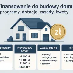 Dofinansowanie do budowy domu: popularne programy, przykładowe kwoty, zasady i korzyści. Złota moneta symbolizuje wsparcie finansowe.