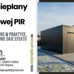 Nowoczesny garaż z płyty warstwowej PIR. Stal-Projekt oferuje kompleksowe rozwiązania, w tym garaż z płyty warstwowej projekt.