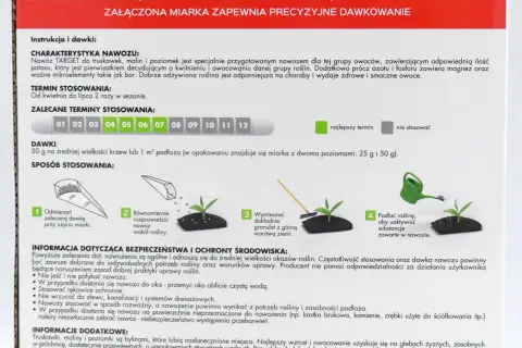 Jaki nawóz pod truskawki? Nawóz TARGET do truskawek, malin i poziomek. Stosować od kwietnia do lipca, 2 razy w sezonie.