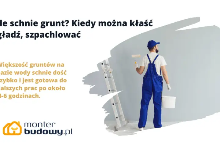 Budowlaniec z wałkiem i wiadrem czeka, aż grunt wyschnie. Większość gruntów wodnych schnie 4-6 godzin.