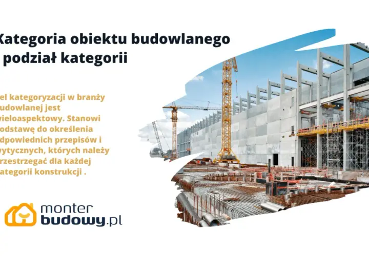Budowa obiektu budowlanego z żurawiami i zbrojeniem. Kategoria obiektu budowlanego jest kluczowa dla przepisów.