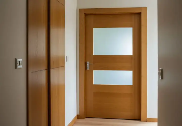 Nowe drzwi wejściowe z przeszkleniem, efekt renowacji.