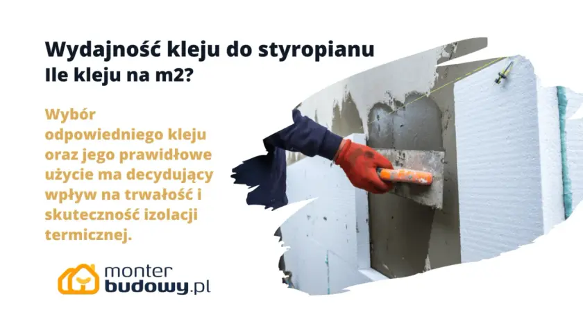 Wydajność kleju do styropianu: ile kleju na m2? Ręka w rękawicy nakłada zaprawę na styropian, kluczowe dla izolacji.