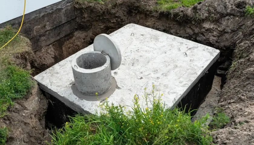 Nowy betonowy zbiornik na szambo, gotowy do zakopania. Brak rachunków za wywóz szamba może skutkować karą.