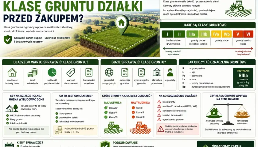 Jak podzielić działkę rolną? Sprawdź klasę gruntu przed zakupem, by uniknąć problemów i kosztów. Dowiedz się, jak odczytać oznaczenia i gdzie szukać informacji.
