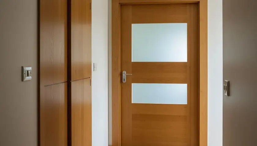 Nowe drzwi wejściowe z przeszkleniem, efekt renowacji.