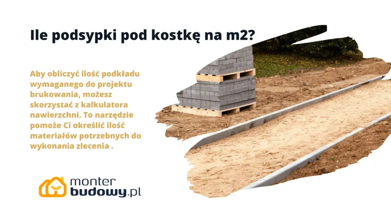 Słuszne proporcje suchego betonu pod kostkę na m2? Stos materiału i przygotowany podjazd.
