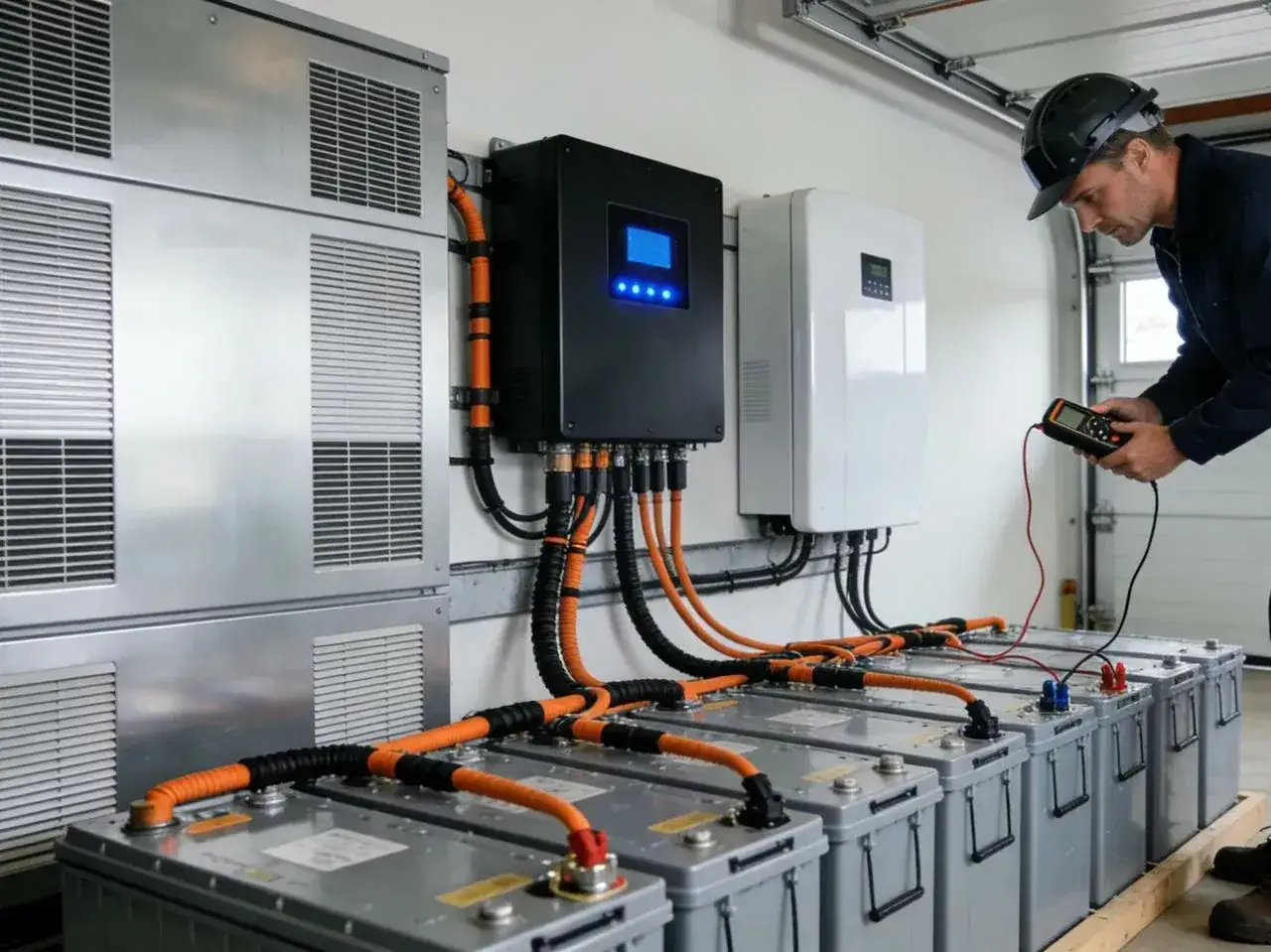Technik sprawdza magazyn energii 10kW. Zastanawiasz się, na ile wystarczy? To zależy od Twojego zużycia!